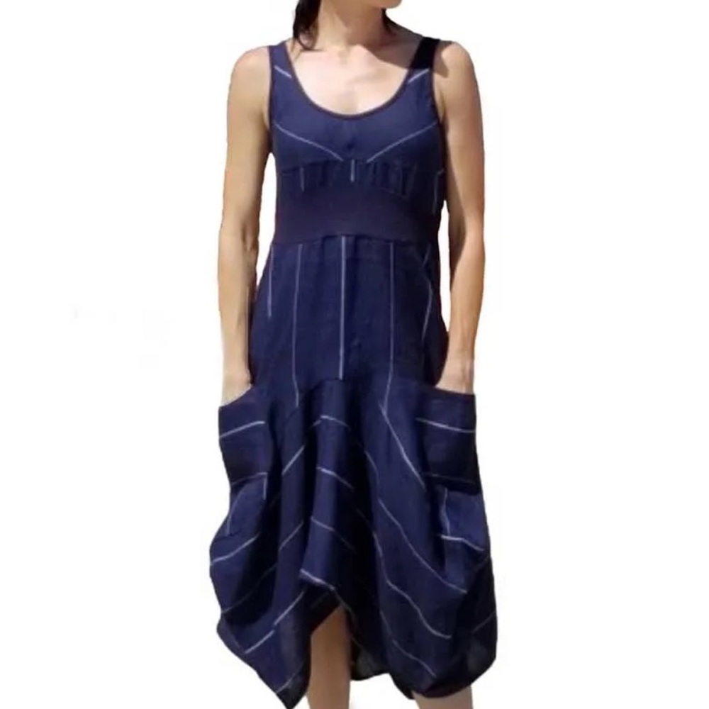INIZIO Magic 2 Pocket Dark Blue Dress - Made in Italy